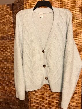 Auden Light Blue Cable-Knit Button Cardigan